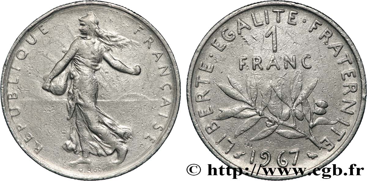 1 franc Semeuse, nickel 1967 Paris F.226/12 BC