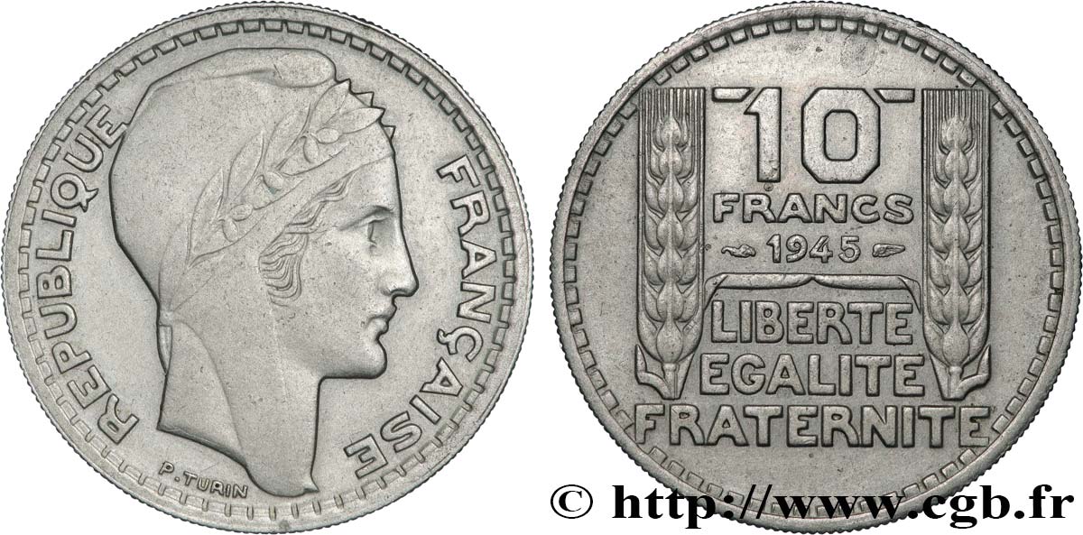 10 francs Turin, grosse tête, rameaux courts 1945 F.361A/1 MBC52