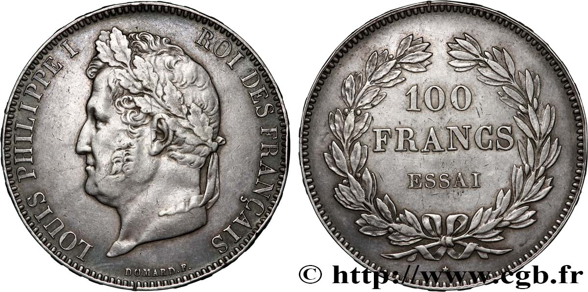 Essai de 100 francs en argent par Domard n.d. Paris Maz.1057 b TTB 