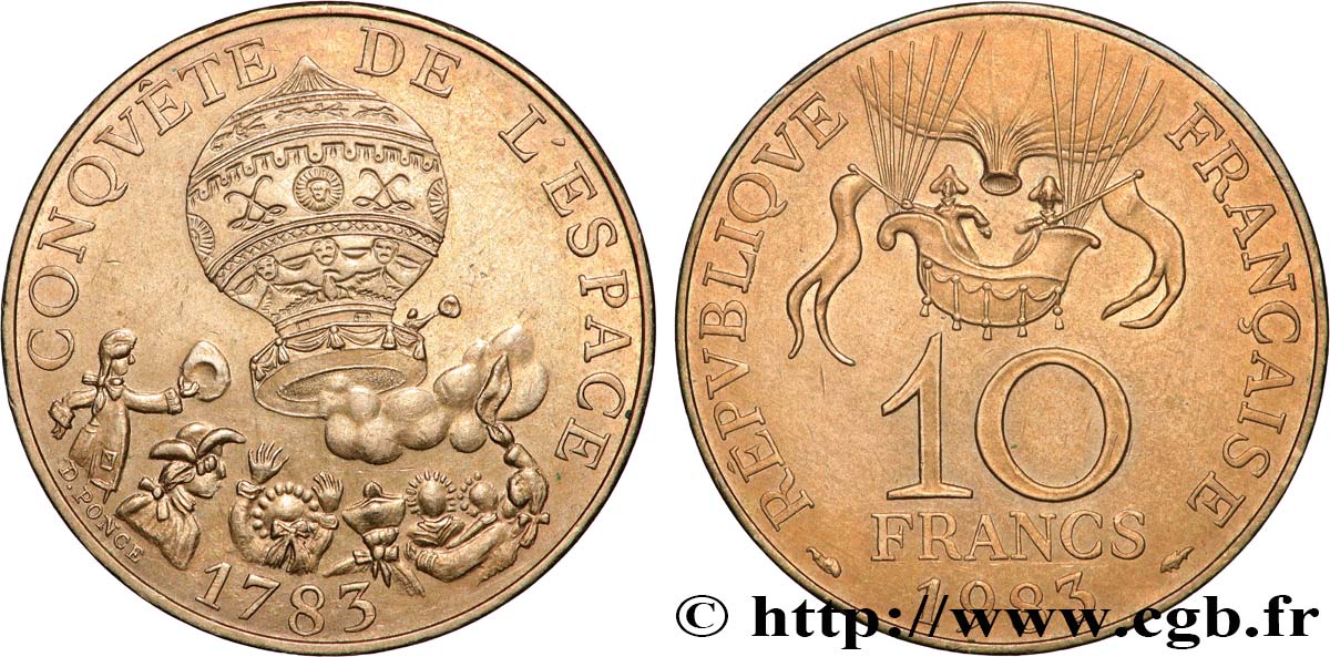 10 francs Conquête de l’Espace 1983  F.367/2 SUP+