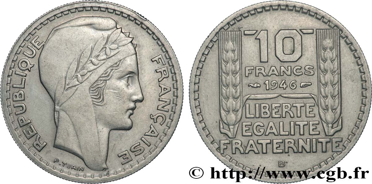10 francs Turin, grosse tête, rameaux courts 1946  F.361A/2 SPL+ 