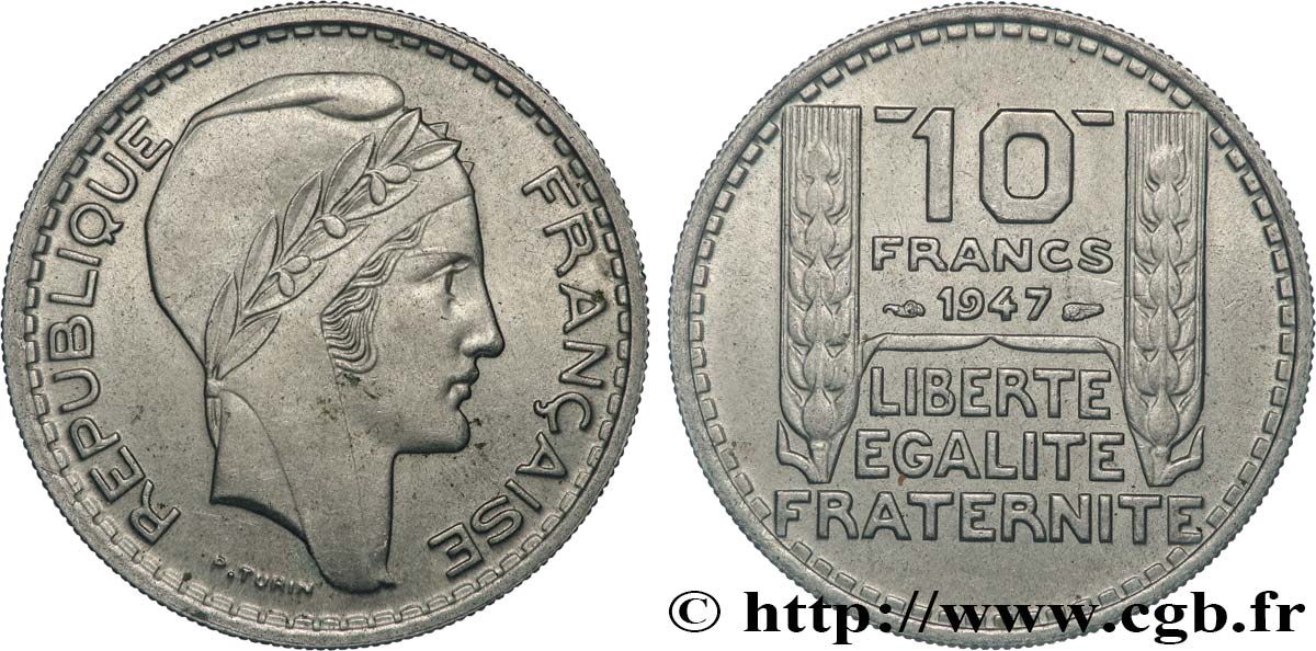 10 francs Turin, petite tête 1947 F.362/1 AU