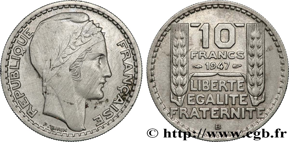10 francs Turin, grosse tête 1947 Beaumont-Le-Roger F.361A/5 SUP