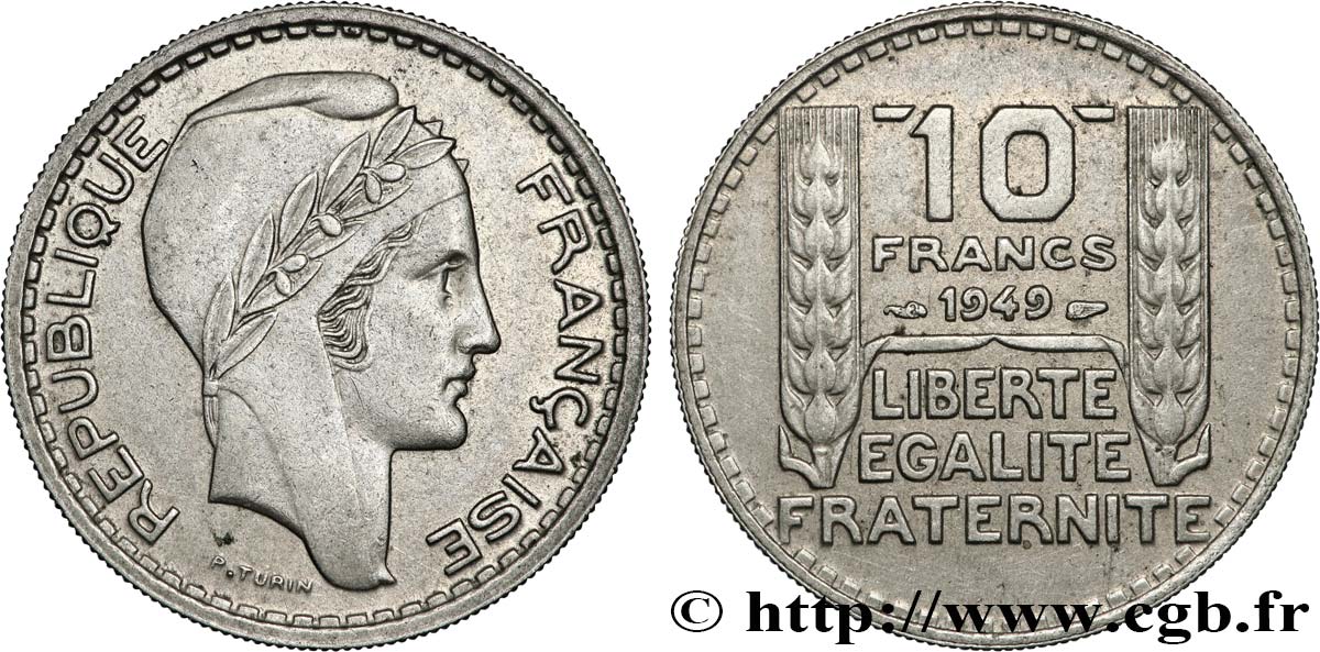 10 francs Turin, petite tête 1949  F.362/6 SUP+