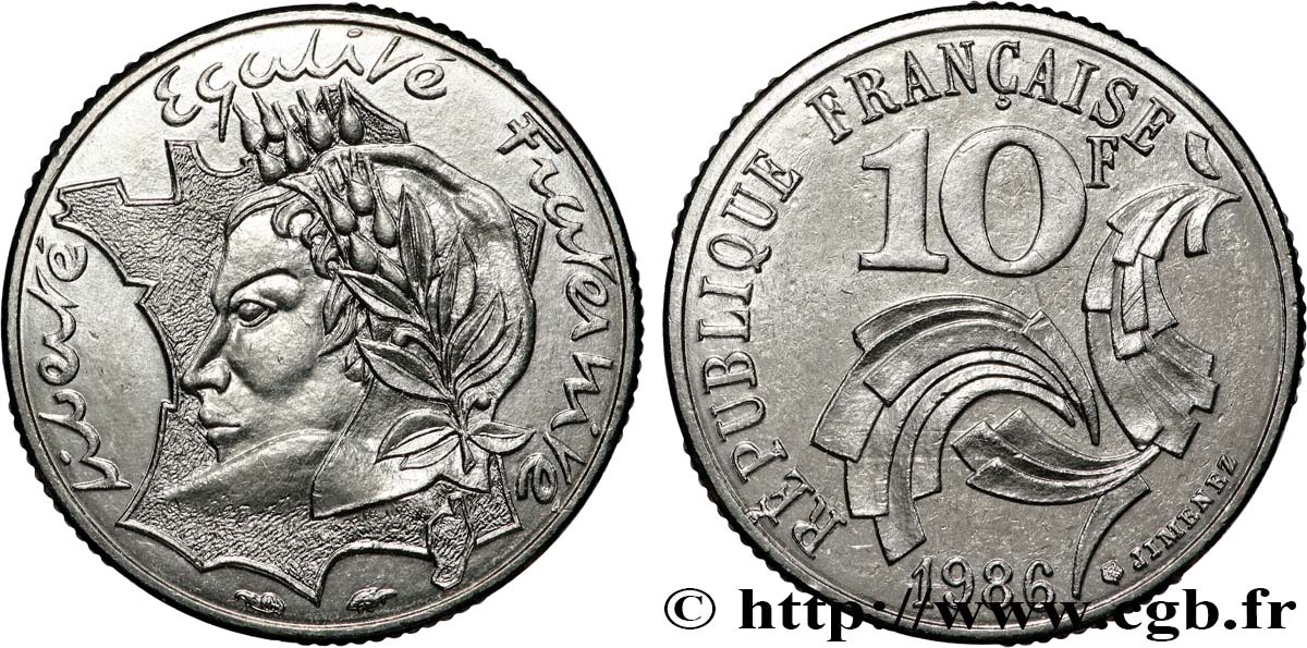 10 francs Jimenez 1986 F.373/2 MS62