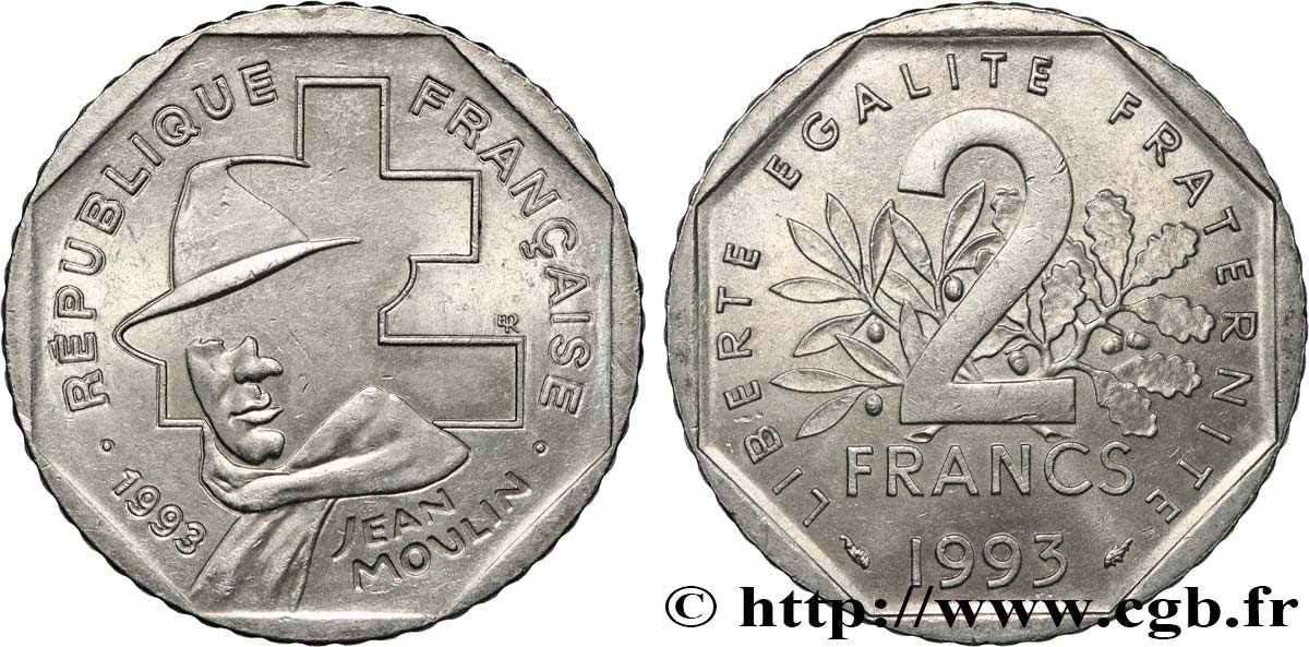 2 francs Jean Moulin 1993 F.273/2 fST63