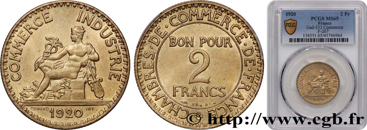 2 francs Chambres de Commerce 1920  F.267/2 FDC65 PCGS