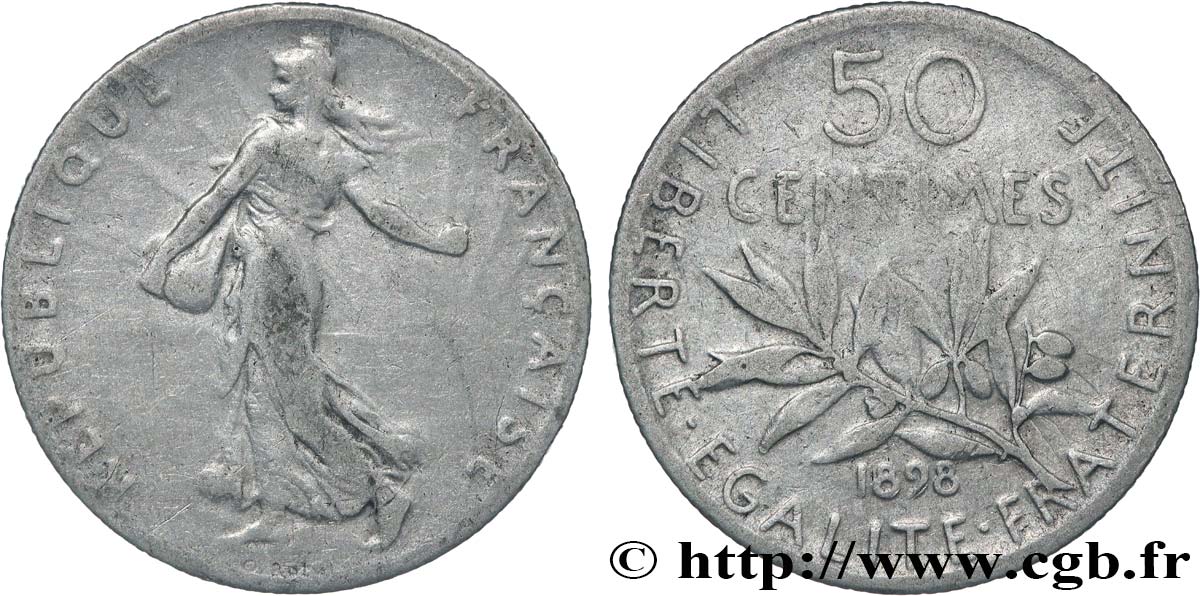 50 centimes Semeuse 1898 Paris F.190/3 S
