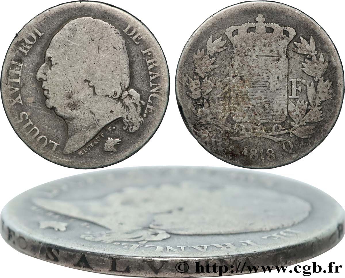 2 francs Louis XVIII 1818 Perpignan F.257/21 G
