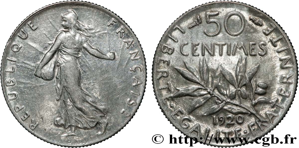 50 centimes Semeuse 1920 Paris F.190/27 MS