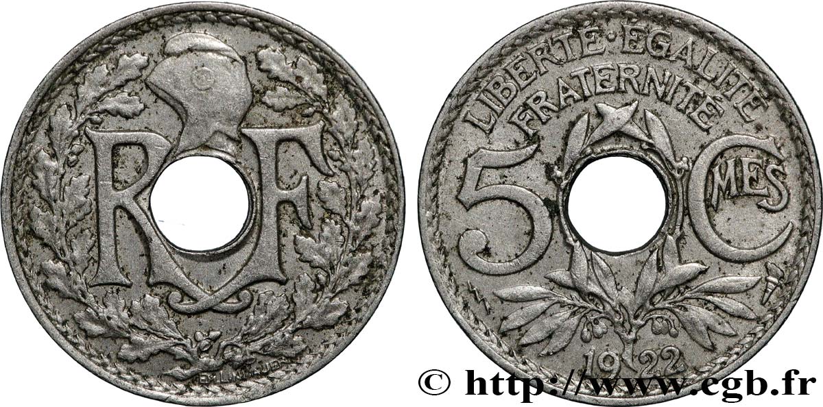 5 centimes Lindauer, petit module 1922 Poissy F.122/5 SS 
