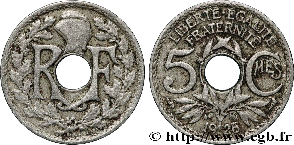 5 centimes Lindauer, petit module 1926 F.122/11 VF