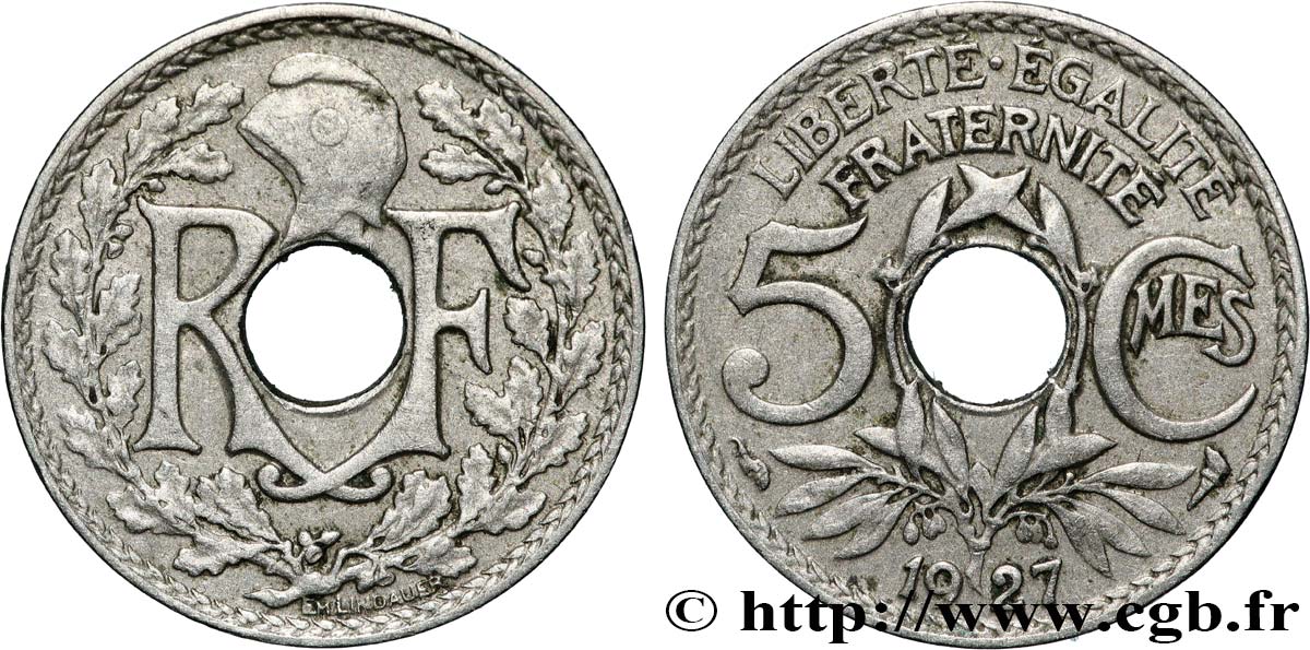5 centimes Lindauer, petit module 1927 Paris F.122/12 XF 