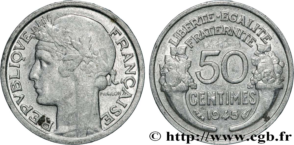 50 centimes Morlon, légère 1945  F.194/5 SUP
