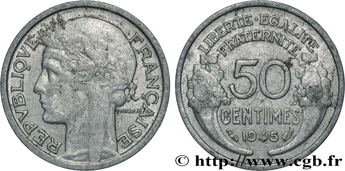 50 centimes Morlon, légère 1945 F.194/5 AU