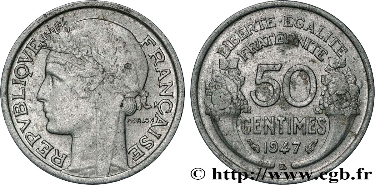 50 centimes Morlon, légère 1947 Beaumont-le-Roger F.194/11 TTB