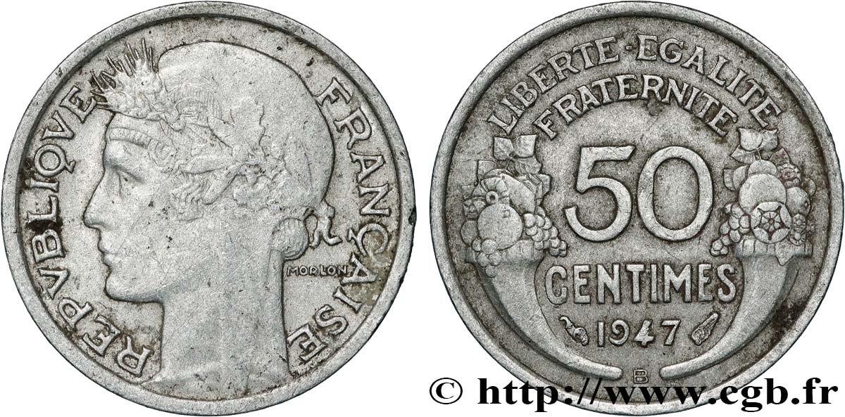 50 centimes Morlon, légère 1947 Beaumont-le-Roger F.194/11 TTB