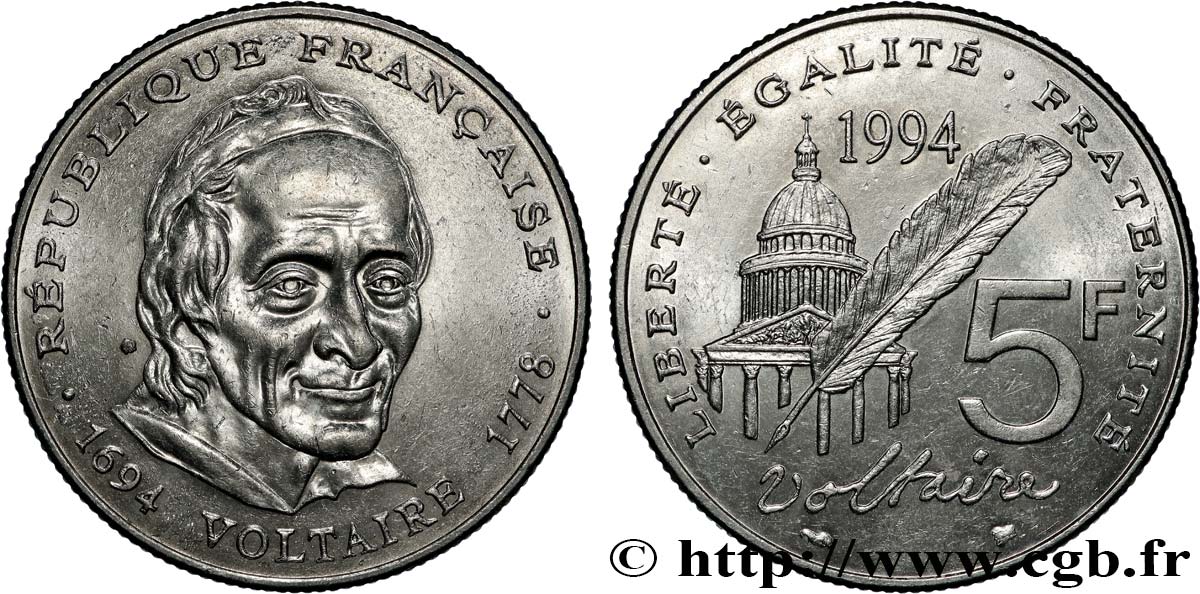 5 francs Voltaire 1994  F.344/2 SUP