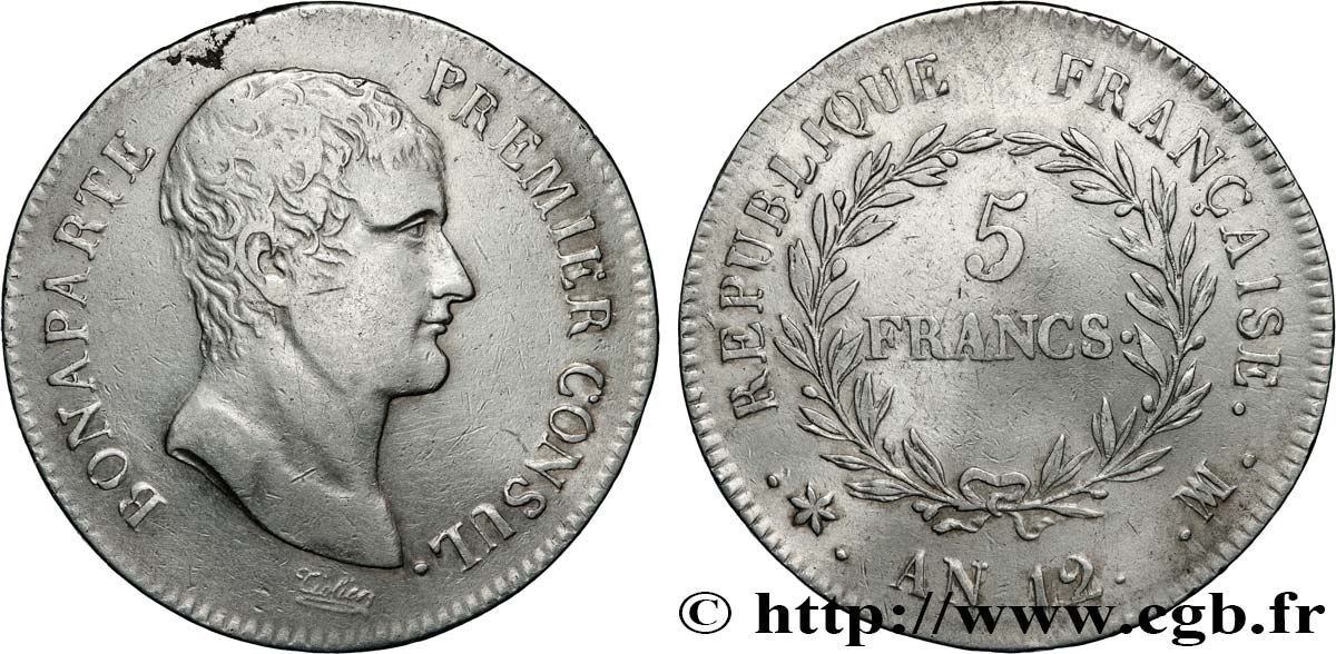 5 francs Bonaparte Premier Consul 1804 Marseille F.301/21 q.BB 
