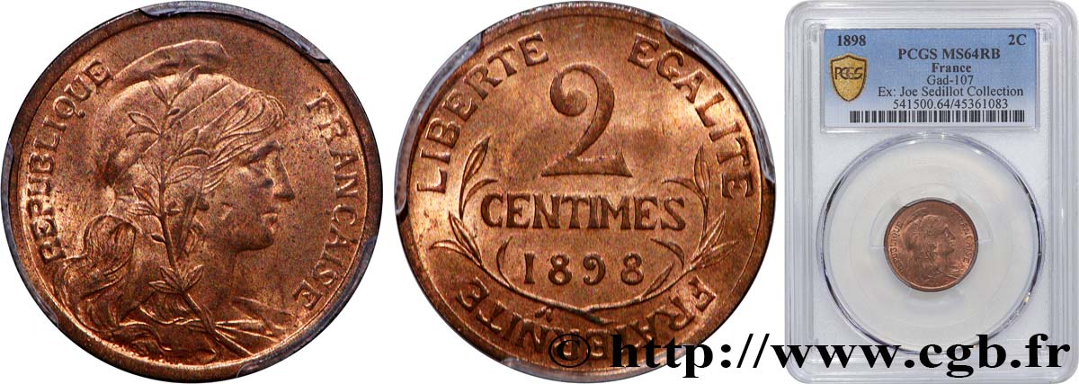 2 centimes Daniel-Dupuis 1898 Paris F.110/1 fST64 PCGS