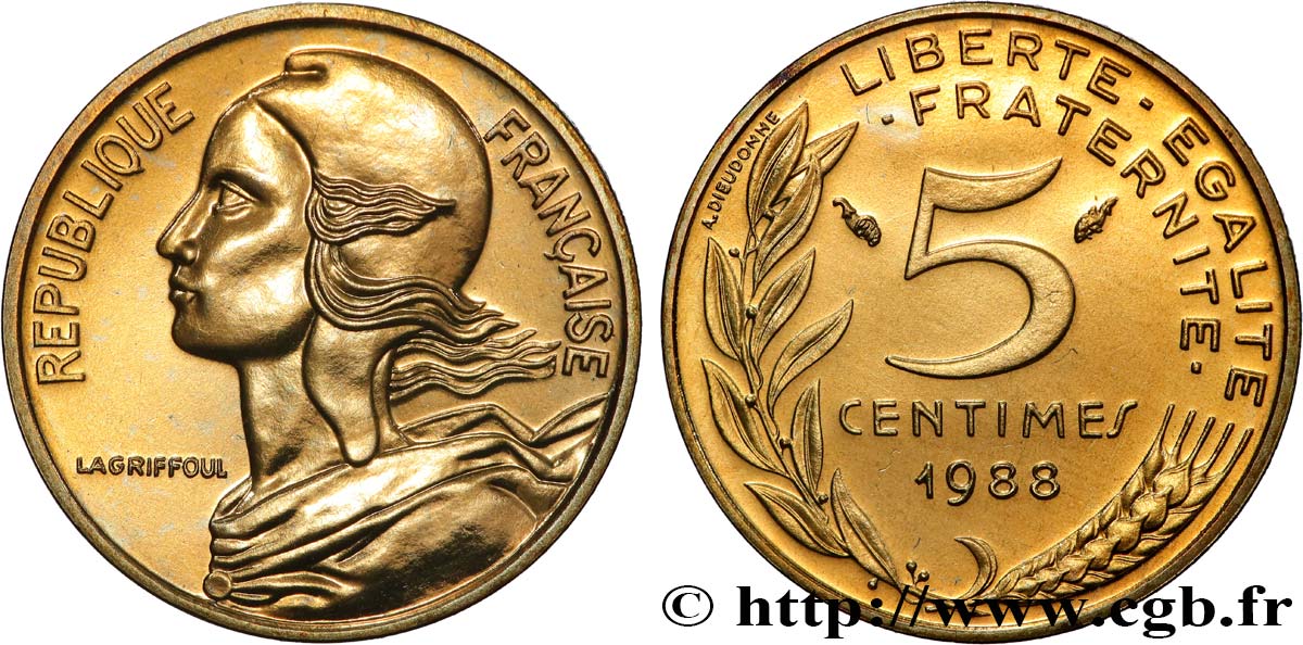 5 centimes Marianne 1988 Pessac F.125/24 MS