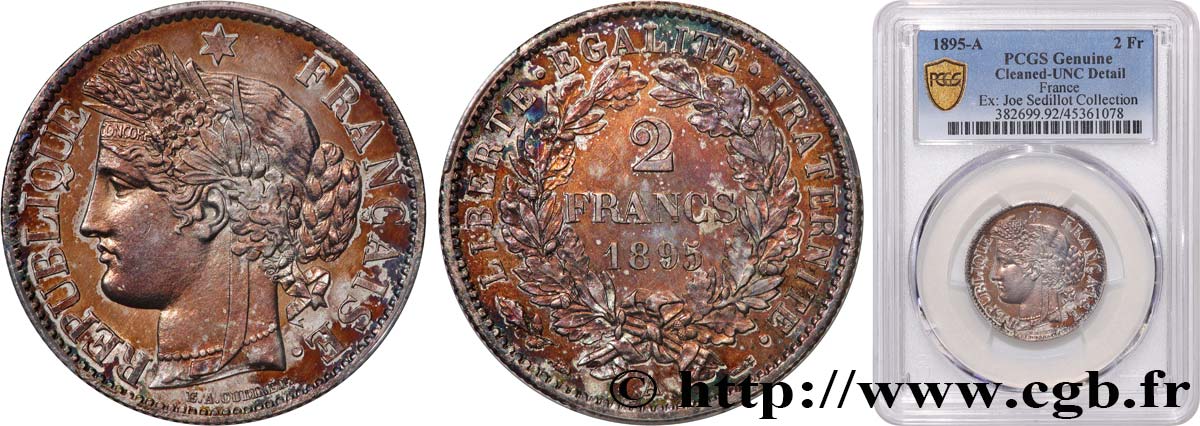 2 francs Cérès, avec légende 1895 Paris F.265/17 VZ+ PCGS