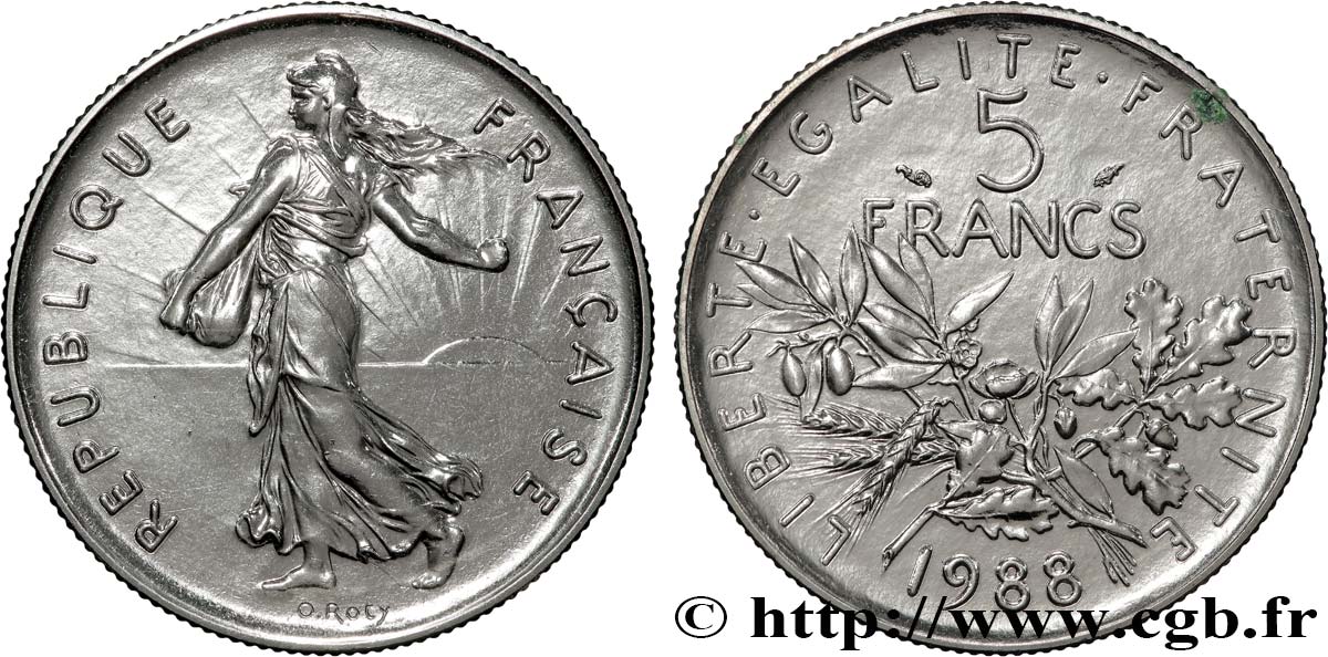 5 francs Semeuse, nickel 1988 Pessac F.341/20 MS