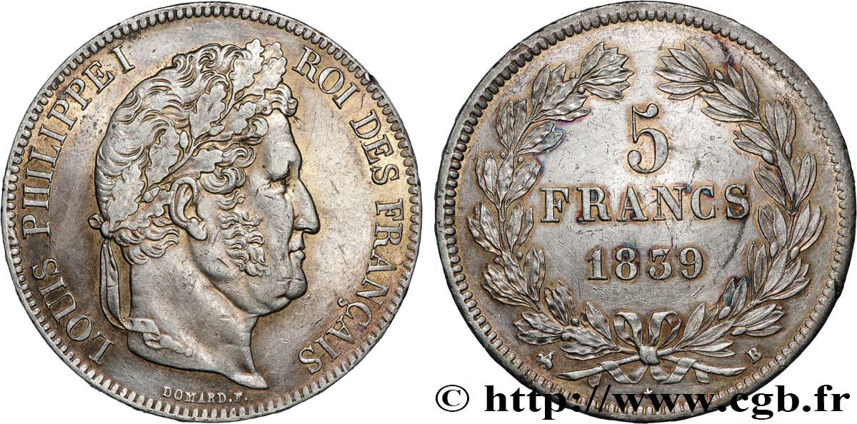 5 francs IIe type Domard 1839 Rouen F.324/76 TTB+ 