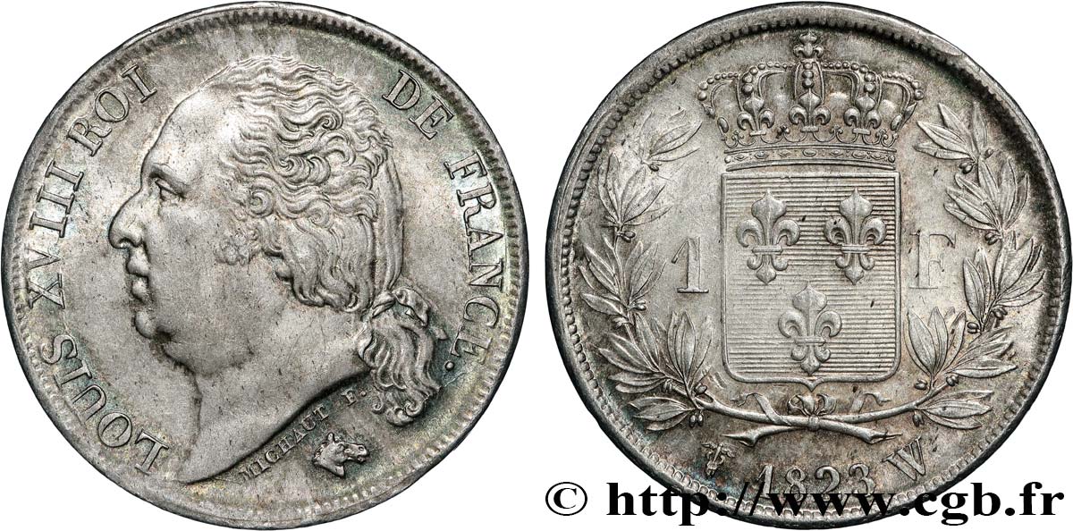 1 franc Louis XVIII 1823 Lille F.206/54 SUP62 