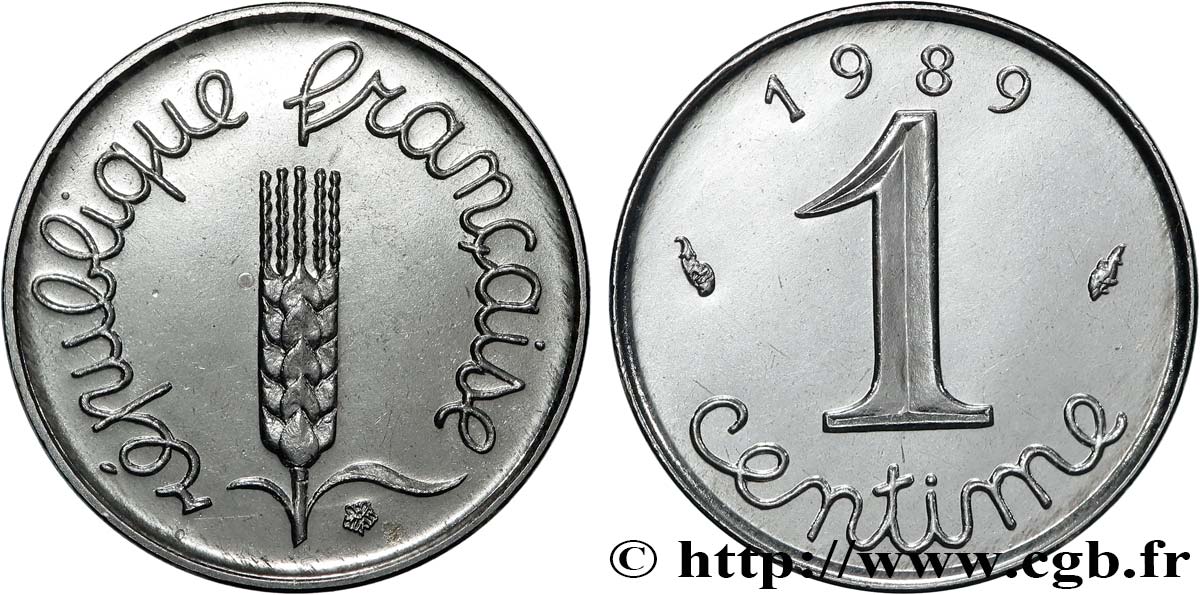 1 centime Épi, Brillant Universel 1989 Pessac F.106/46 MS