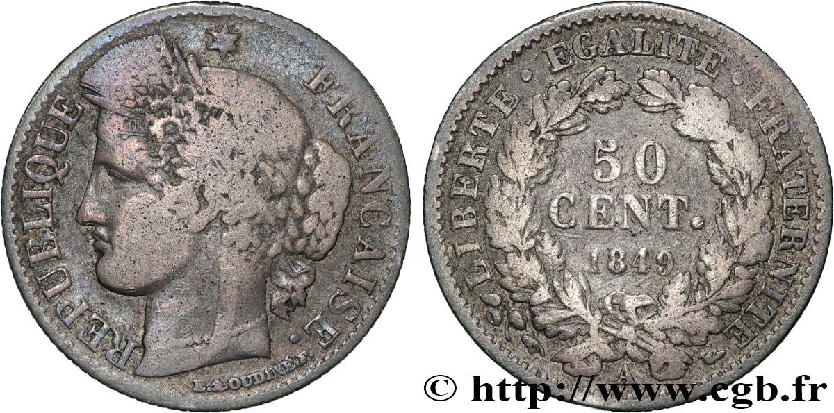 50 centimes Cérès, IIe République 1849 Paris F.184/1 VG 