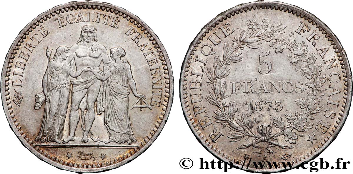 5 francs Hercule 1873 Paris F.334/9 fVZ 