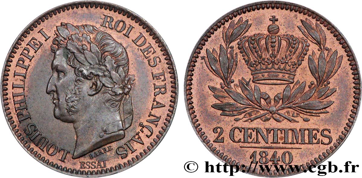 Essai de 2 centimes 1840 Paris VG.2914  MS63 