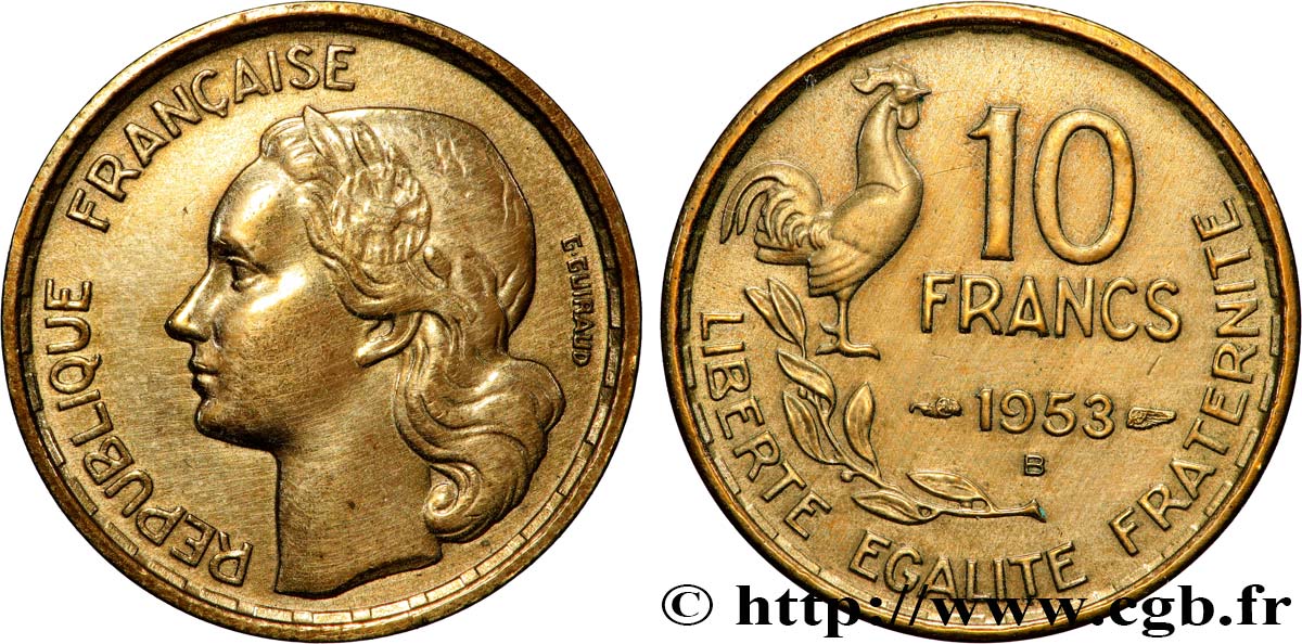 10 francs Guiraud 1953 Beaumont-Le-Roger F.363/9 VZ