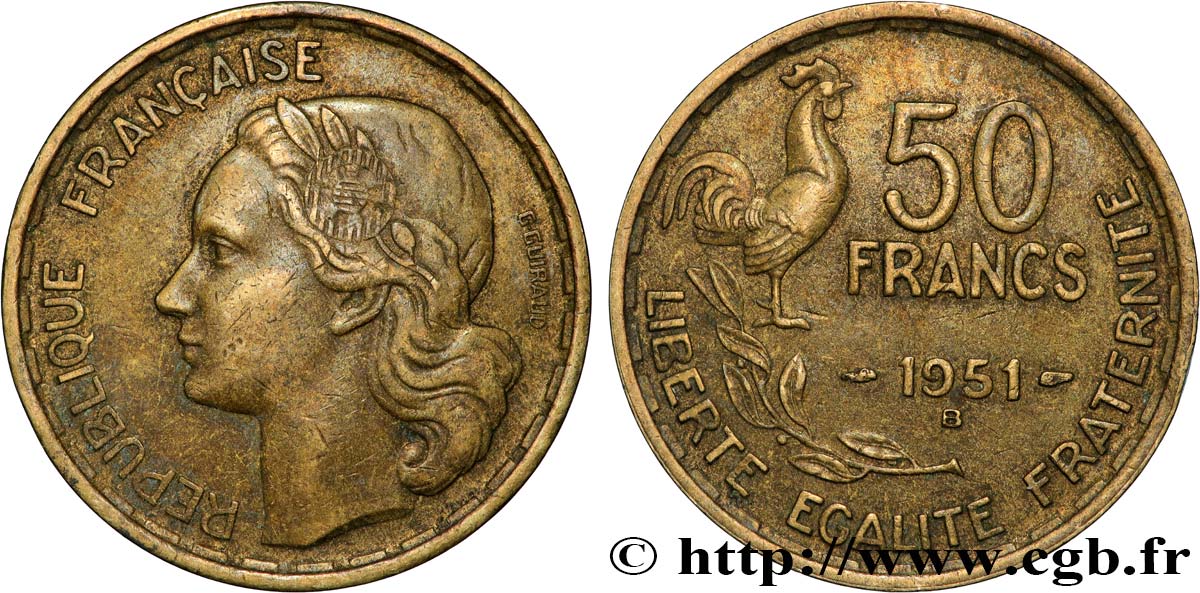 50 francs Guiraud 1951 Beaumont-Le-Roger F.425/6 TTB 