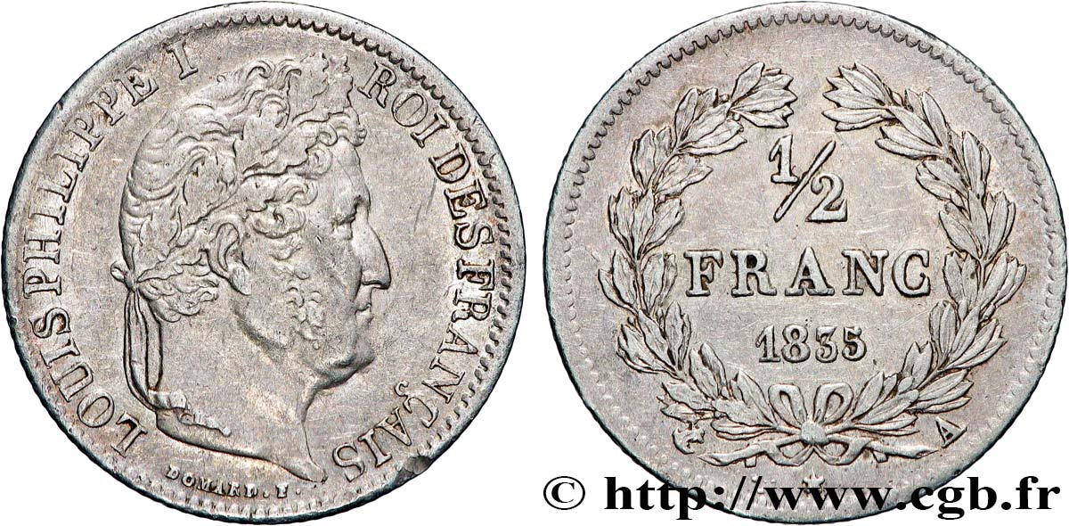 1/2 franc Louis-Philippe 1835 Paris F.182/53 BB 