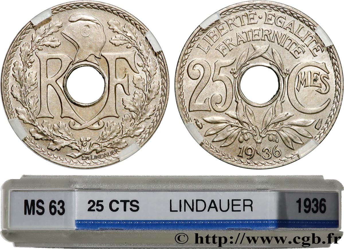25 centimes Lindauer 1936  F.171/19 SPL63 GENI