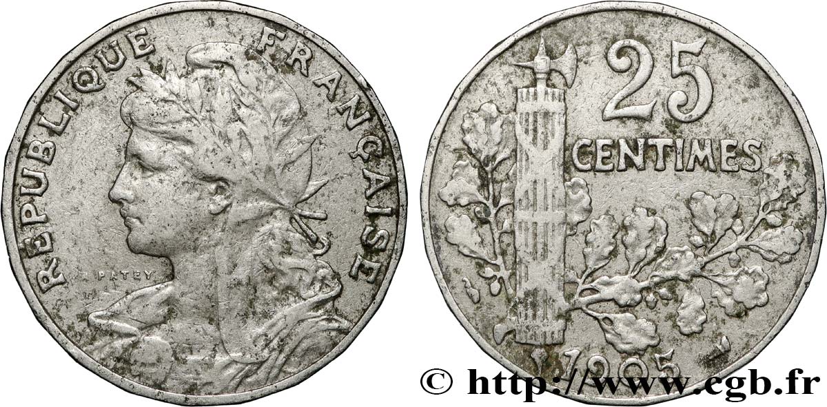 25 centimes Patey, 2e type 1905  F.169/3 TB 