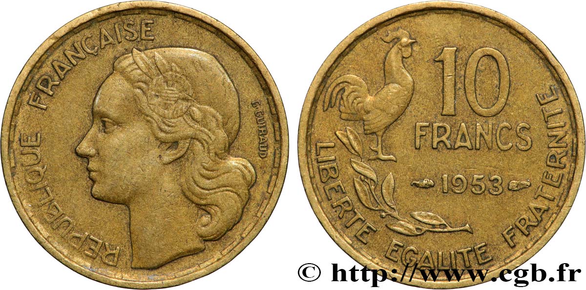 10 francs Guiraud 1953  F.363/8 XF 