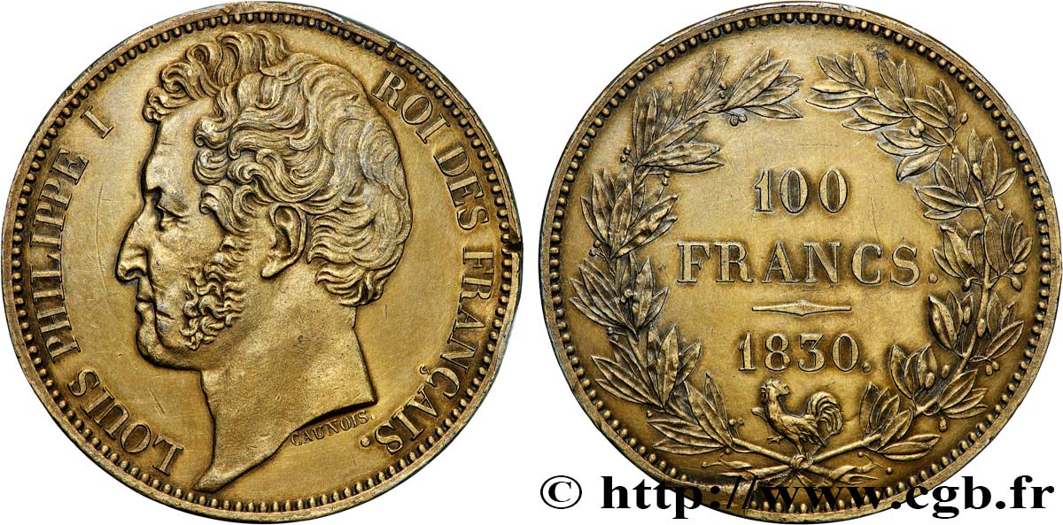 Essai de 100 francs en étain bronzé par Caunois 1830 Paris VG.2739  EBC 