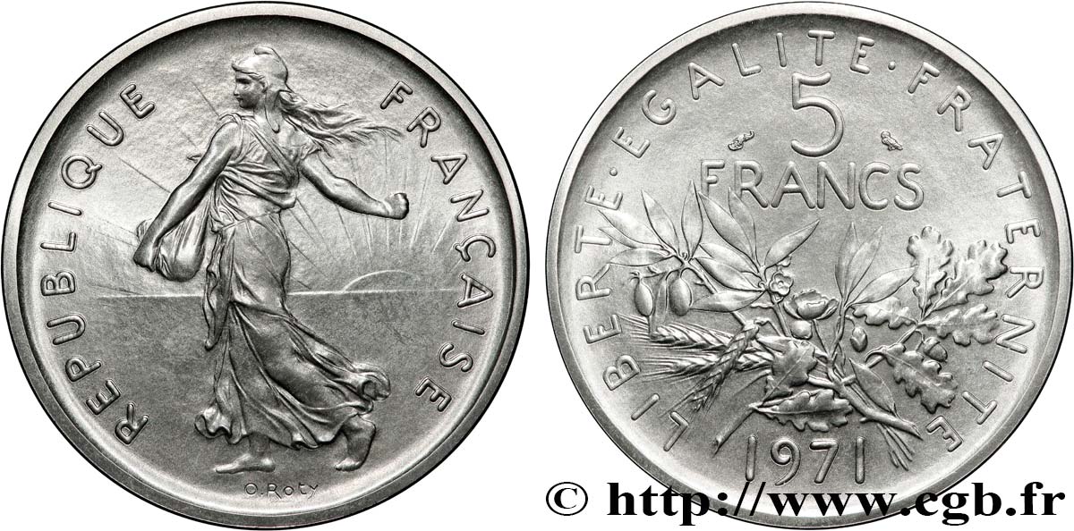 Piéfort Cu-Ni de 5 francs Semeuse 1971 Paris GEM.154 P1 FDC65