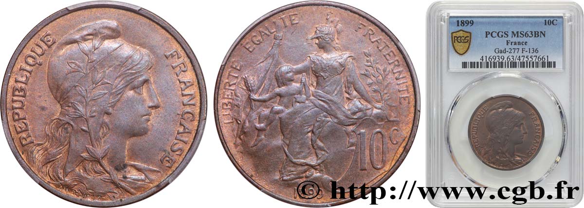 10 centimes Daniel-Dupuis 1899  F.136/7 SPL63 PCGS