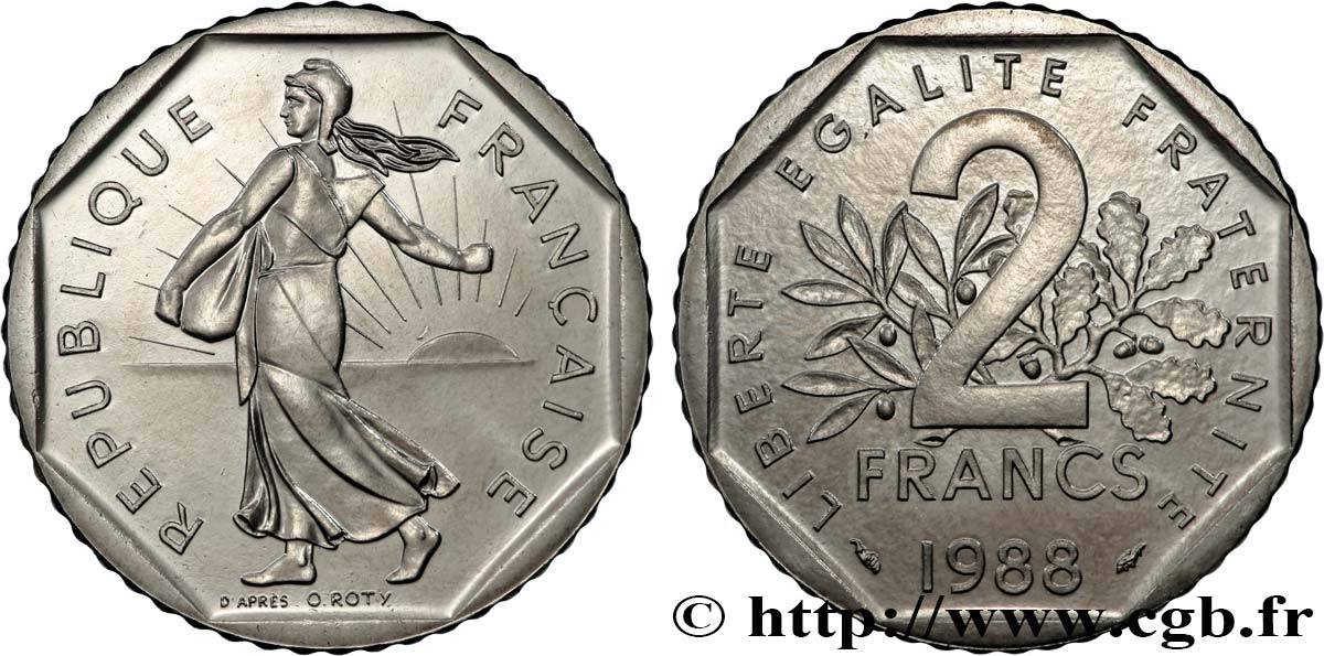2 francs Semeuse, nickel 1988 Pessac F.272/12 SC 