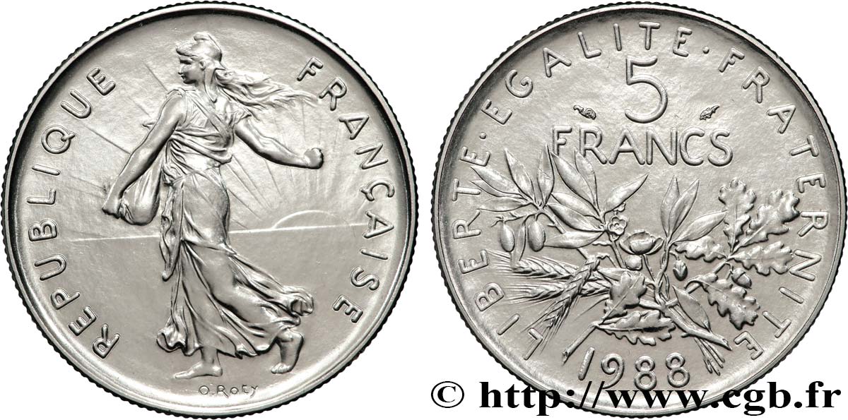 5 francs Semeuse, nickel 1988 Pessac F.341/20 MS65