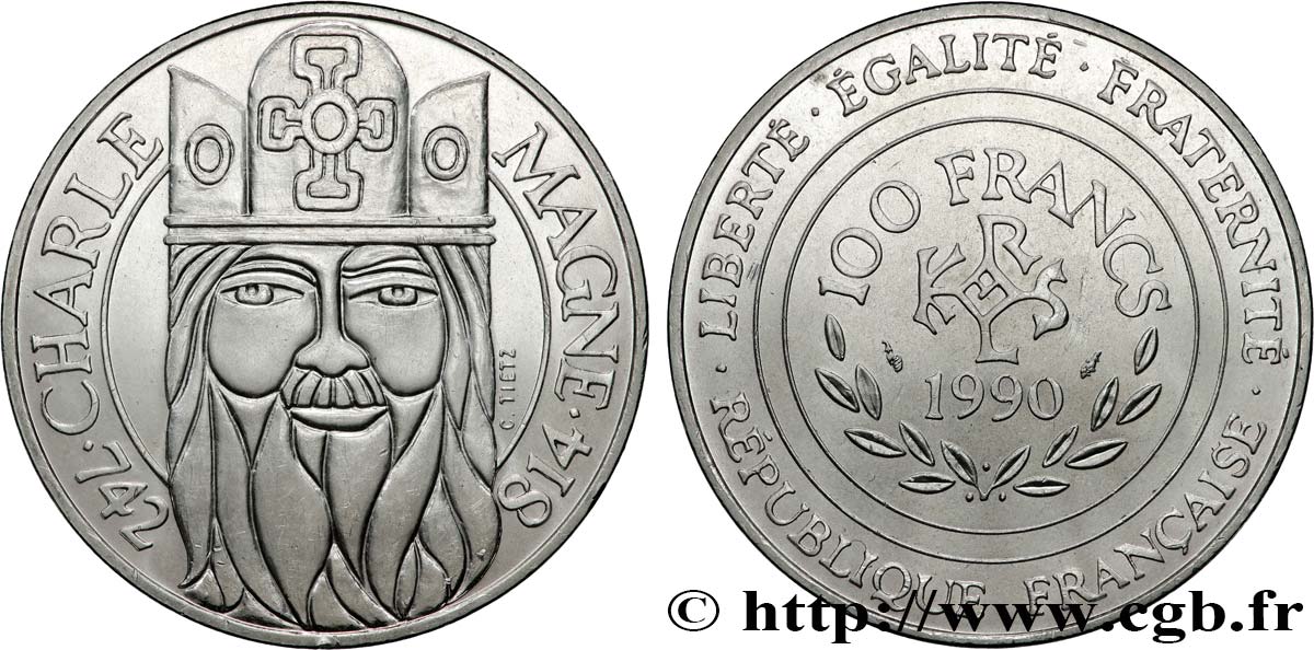 100 francs Charlemagne 1990 F.458/2 AU58