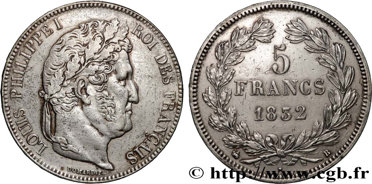 5 francs IIe type Domard 1832 Rouen F.324/2 TTB+