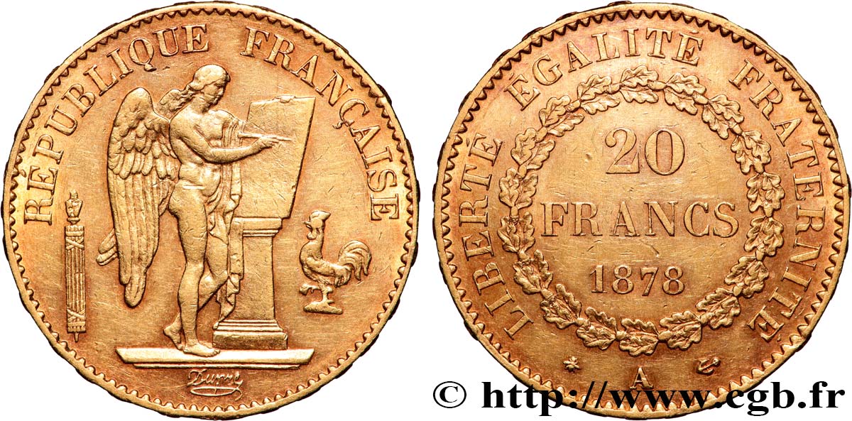 20 francs or Génie, Troisième République 1878 Paris F.533/6 TTB+