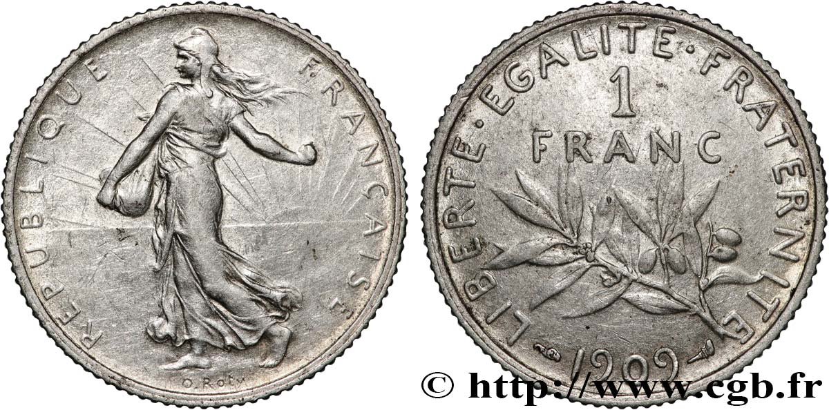 1 franc Semeuse 1909 Paris F.217/14 VF
