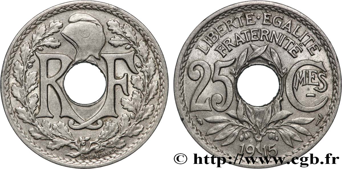 25 centimes Lindauer, Cmes souligné 1915 F.170/3 AU