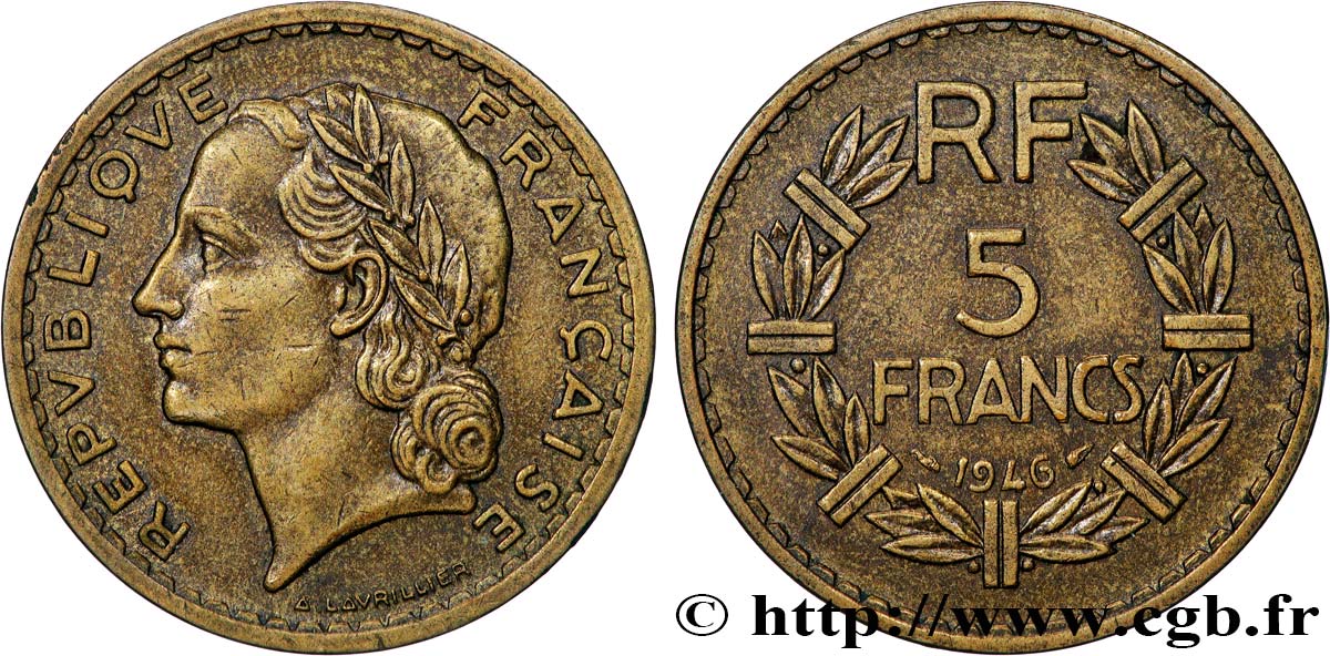 5 francs Lavrillier, bronze-aluminium 1946  F.337/7 TB 